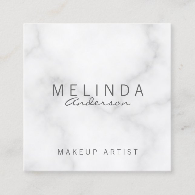 Tarjeta De Visita Cuadrada Mármol blanco elegante profesional (Anverso)