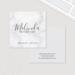 Tarjeta De Visita Cuadrada Mármol blanco elegante profesional