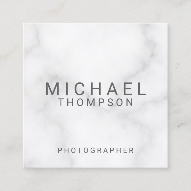 Tarjeta De Visita Cuadrada Mármol blanco moderno profesional (Anverso)