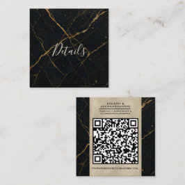 Tarjeta De Visita Cuadrada Mármol de Medianoche Dorado Boda Negro & Oro