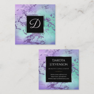 Tarjeta De Visita Cuadrada Mármol de moda Lavender Personalizado Verde Mint