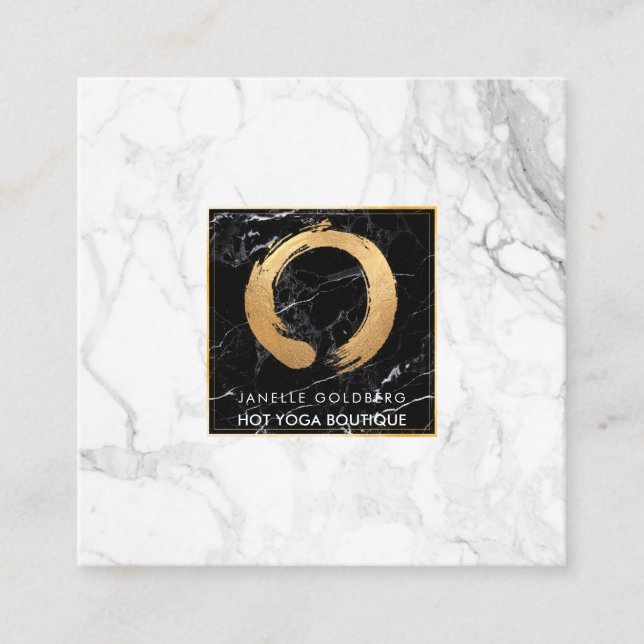 Tarjeta De Visita Cuadrada Mármol de PixDezines/Círculo de vida/Faux Gold (Anverso)