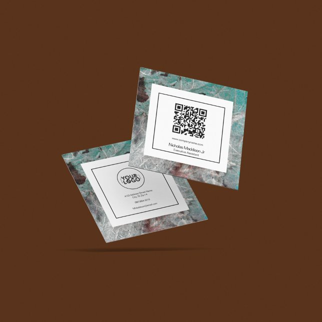 Tarjeta De Visita Cuadrada Mármol elegante abstracto moderno grunge menta (Subido por el creador)