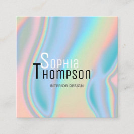 Tarjeta De Visita Cuadrada Mármol líquido holográfico moderno