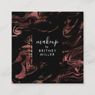 Tarjeta De Visita Cuadrada Mármol negro de cobre moderno y elegante