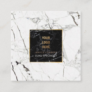 Tarjeta De Visita Cuadrada Mármol PixDezines /Negro+Blanco
