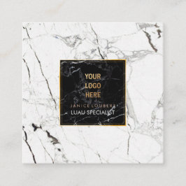 Tarjeta De Visita Cuadrada Mármol PixDezines /Negro+Blanco