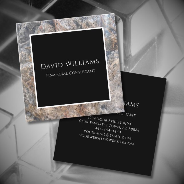 Tarjeta De Visita Cuadrada Mármol profesional moderno simple negro (Subido por el creador)