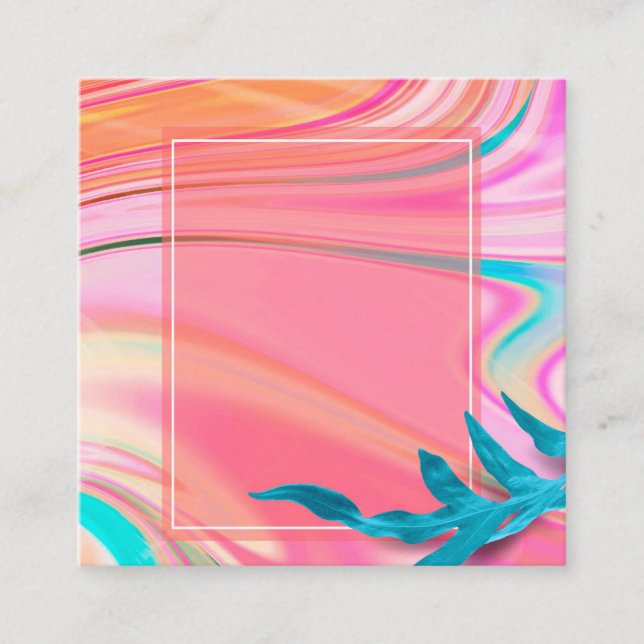 Tarjeta De Visita Cuadrada Mármol tropical en blanco (Anverso)