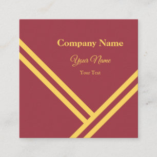 Tarjeta De Visita Cuadrada Maroon Gold Diagonal Stripes Diseño Gráfico modern