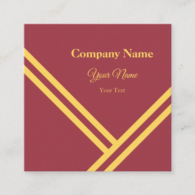Tarjeta De Visita Cuadrada Maroon Gold Diagonal Stripes Diseño Gráfico modern (Anverso)