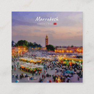 Tarjeta De Visita Cuadrada Marrakech, Marruecos - Plaza Jemaa el Fnaa