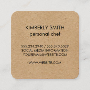 Tarjeta De Visita Cuadrada Marrón Minimalista natural