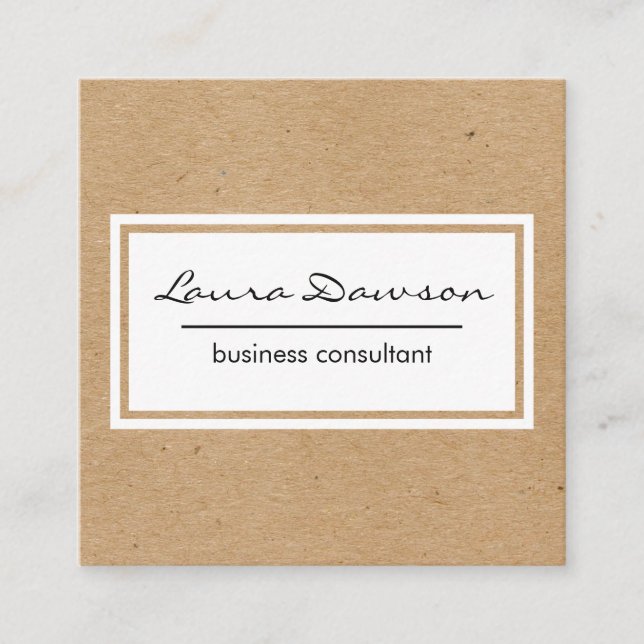 Tarjeta De Visita Cuadrada Marrón Minimalista natural (Anverso)