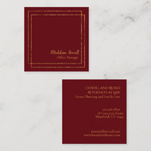 Tarjeta De Visita Cuadrada Marrón Rojo Y Oro Moderalista Minimalista