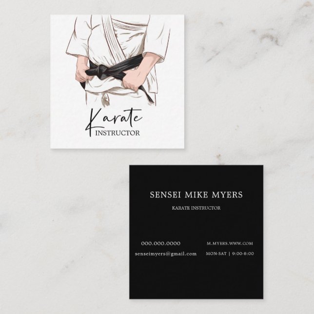 Tarjeta De Visita Cuadrada Martial Arts Sensei Gi Business Card (Anverso / Reverso)