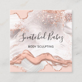 Tarjeta De Visita Cuadrada Masaje con logotipo corporal Escultura SPA Marble 