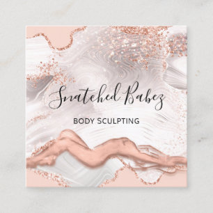 Tarjeta De Visita Cuadrada Masaje con logotipo corporal Escultura SPA Marble 