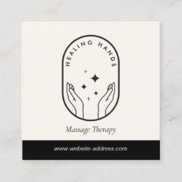 Tarjeta De Visita Cuadrada Masaje de manos curativas modernas con logotipo ne