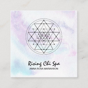 Tarjeta De Visita Cuadrada *~* Masaje de Reiki Pastel de Geometría Sagrada Y