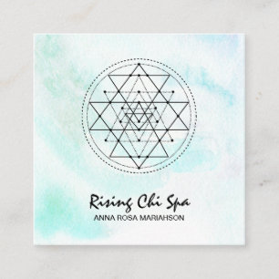Tarjeta De Visita Cuadrada *~* Masaje Pastel Yoga Geometría sagrada Reiki