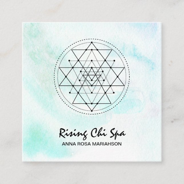 Tarjeta De Visita Cuadrada *~ Masaje Pastel Yoga Geometría sagrada Reiki (Anverso)