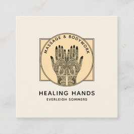 Tarjeta De Visita Cuadrada Masaje Terapéutico Trabajo Corporal Mehndi Henna S
