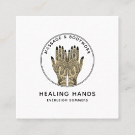 Tarjeta De Visita Cuadrada Masaje Terapéutico Trabajo Corporal Mehndi Henna S