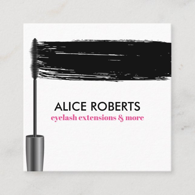 Tarjeta De Visita Cuadrada Máscara Traza La extensión De Las Eyelashes Barra  (Anverso)