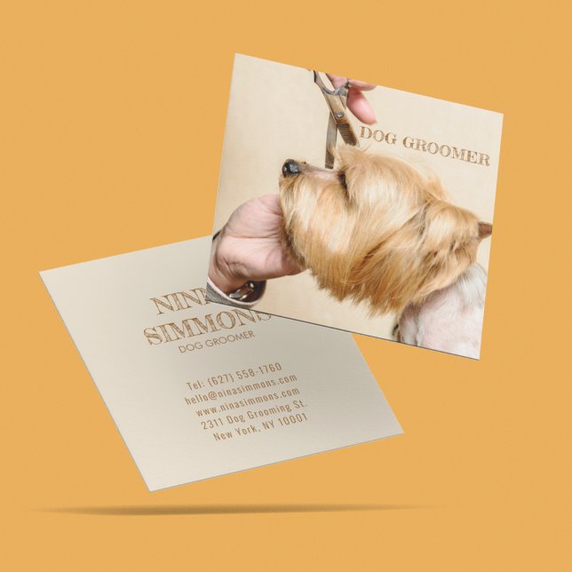Tarjeta De Visita Cuadrada Mascota Cuidadoso Grooming Care Service Photo (Subido por el creador)