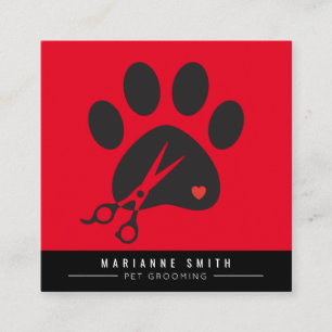 Tarjeta De Visita Cuadrada Mascota de madera Salon rojo