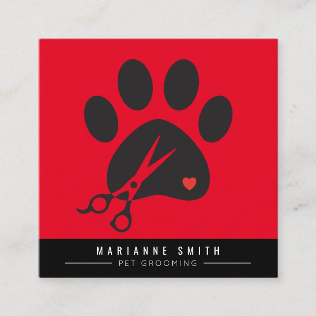 Tarjeta De Visita Cuadrada Mascota de madera Salon rojo (Anverso)
