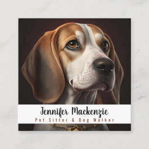 Tarjeta De Visita Cuadrada Mascota de perro lindo sentada y caminante de perr