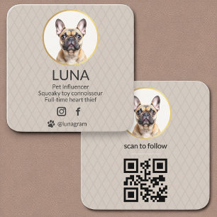 Tarjeta De Visita Cuadrada Mascota de perro medios sociales QR Code Elegant F