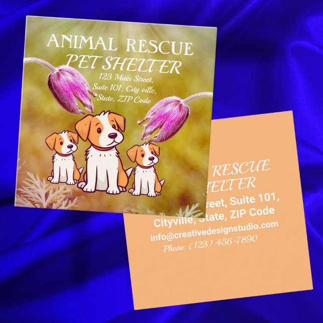 Tarjeta De Visita Cuadrada Mascota de Rescate Animal Refugio Cute Perros Simp (Subido por el creador)