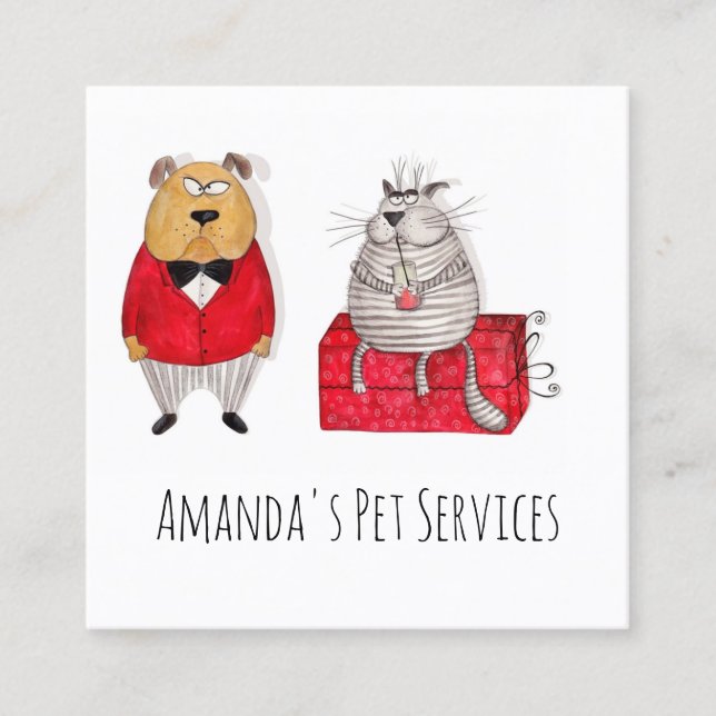 Tarjeta De Visita Cuadrada Mascota de sitios para gatos en sitios de perros (Anverso)