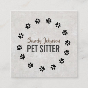 Tarjeta De Visita Cuadrada Mascota Dog Sitters Sitting Services Business