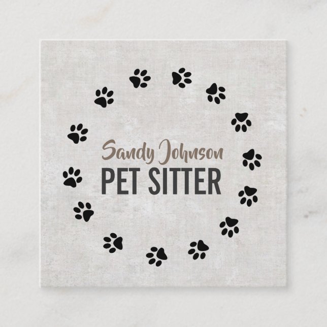 Tarjeta De Visita Cuadrada Mascota Dog Sitters Sitting Services Business (Anverso)