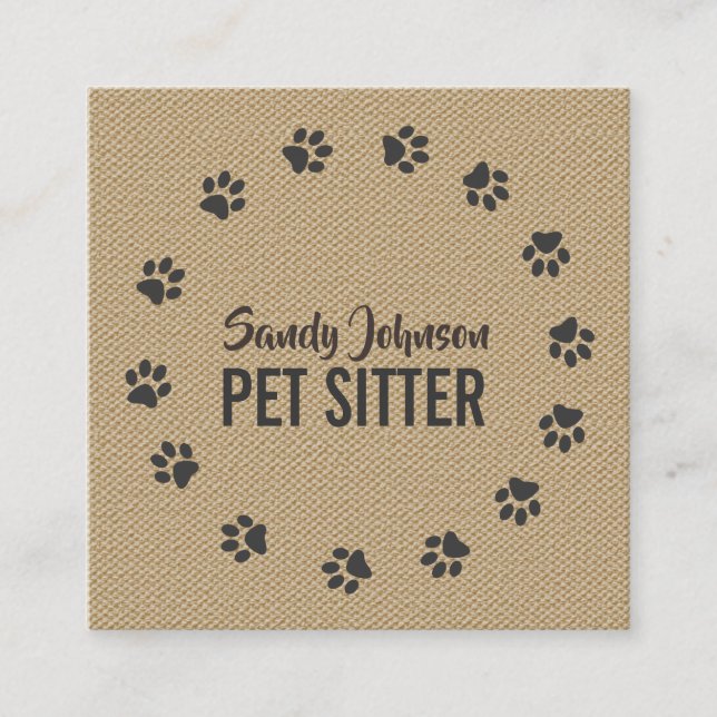 Tarjeta De Visita Cuadrada Mascota Dog Sitters Sitting Services Business (Anverso)