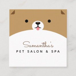 Tarjeta De Visita Cuadrada Mascota lindo Cara Perro Salon & Spa Funny Veterin