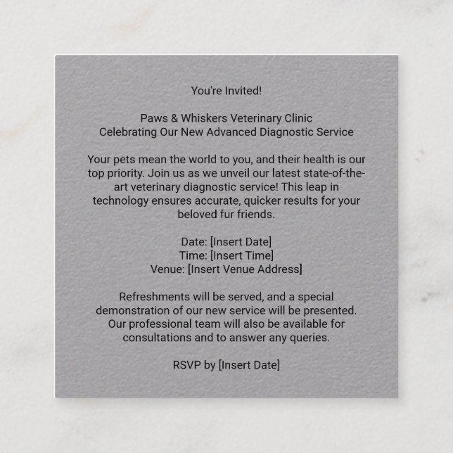 Tarjeta De Visita Cuadrada Mascota Pegatina de Armonía Sanitaria Perro y Gato (Reverso)