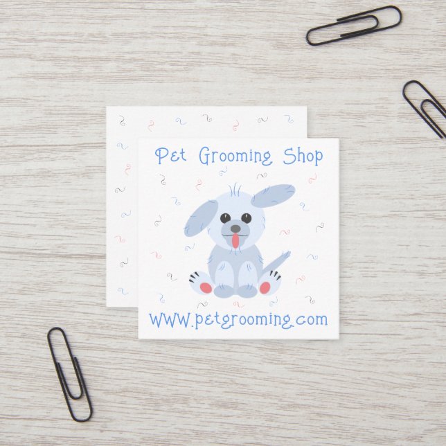 Tarjeta De Visita Cuadrada Mascota Perro Grooming Personalizado (Anverso/Reverso In Situ)