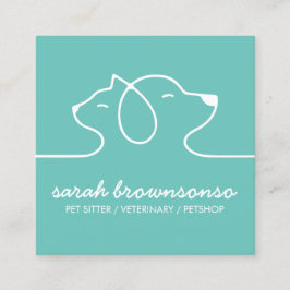 Tarjeta De Visita Cuadrada Mascota simple de perro de gato de línea elegante 