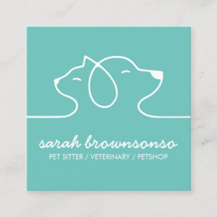 Tarjeta De Visita Cuadrada Mascota simple de perro de gato de línea elegante