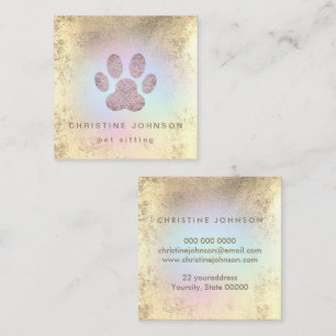 Tarjeta De Visita Cuadrada mascota sitter FAUX Relieve metalizado paw print l