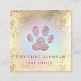Tarjeta De Visita Cuadrada mascota sitter FAUX Relieve metalizado paw print l