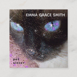 Tarjeta De Visita Cuadrada mascota sitter lindo gato foto