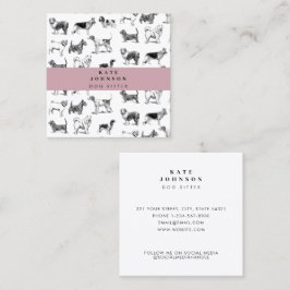 Tarjeta De Visita Cuadrada Mascota Vintage Dogs Dog Walker Groomer