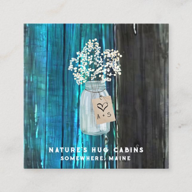 Tarjeta De Visita Cuadrada *~* Mason Jar con problemas QR AP49 (Anverso)