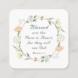 Tarjeta De Visita Cuadrada Mateo 5:8 Bendecidos son los puros en la Biblia de